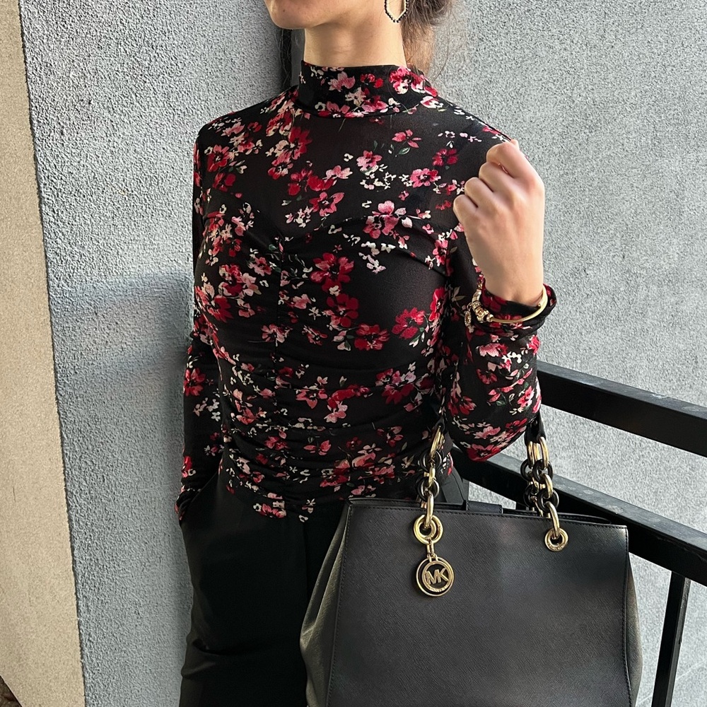 Sheer Floral Long Sleeve Top
